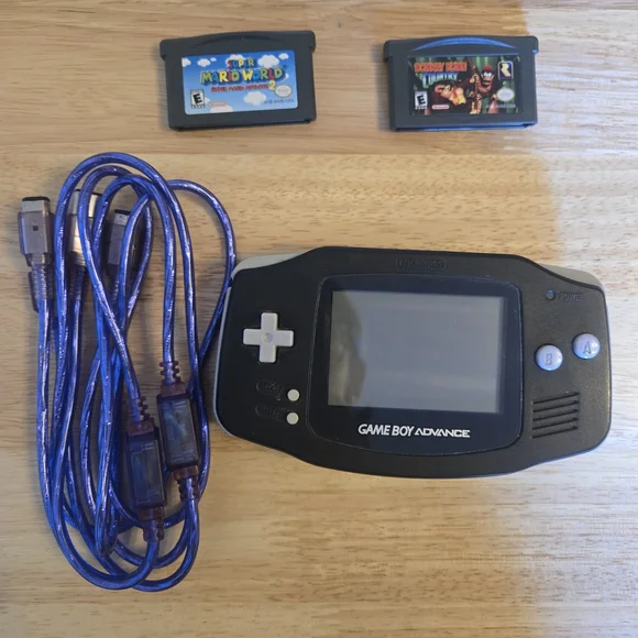 Nintendo Game Boy Advance - Black with Linking Cable + 2 Games - Picture 1 of 5
